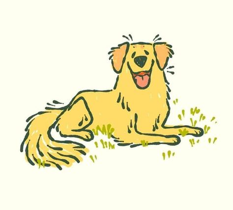 Facebook Cute Golden Retriever Puppy Drawing, Golden Retriever Character Design, Dog And Human Illustration, Dog Treat Drawing, Happy Dog Illustration, Yellow Lab Drawing, Golden Retriever Puppy Drawing, Happy Dog Drawing, Doodle Art Dog