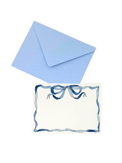 Elevate your notes with our beautifully crafted bow stationery adorned with our Danrie blue bow illustration. Perfect for adding a dash of personality to your notes and letters. Includes 15 cards and envelopes. Card is 4.5 x 6.25, Envelope is 6.5 x 4.75 Printed from watercolor painting Printed on bright-white cards 240 Cheap Wedding Invitations Diy, Bow Illustration, Custom Stationary, Decorated Envelopes, Wedding Invitation Kits, Abstract Wallpaper Design, Blue Envelopes, Printing Wedding Invitations, Belly Band Invitation