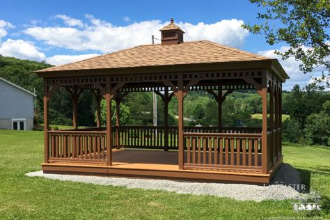 [2021] Astounding Rectangle Gazebos | Amish Built in PA Rectangle Gazebo, Outdoor Pavillion, Backyard Layout, Wooden Gazebo, Backyard Gazebo, Deck Designs Backyard, House Outdoor, Deck Designs, Rest House