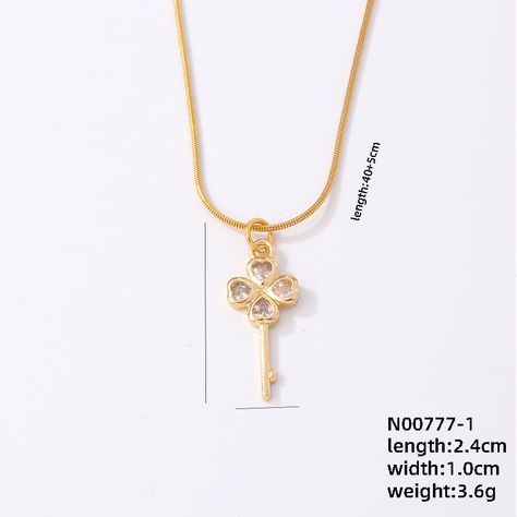 Classification 
						 Necklace 
					 
 
						 Color 
						 Gold 
					 
 
						 Design 
						 Plating, Inlay 
					 
 
						 Gender 
						 Women's 
					 
 
						 Insert Material 
						 Zircon 
					 
 
						 Material 
						 Copper 
					 
 
						 Occasion 
						 Casual, Banquet, Daily 
					 
 
						 Pattern 
						 Key 
					 
 
						 Pendant Material 
						 Copper 
					 
 
						 Plating 
						 Gold Plated 
					 
 
						 Quantity 
						 1 Piece 
					 
 
						 Style