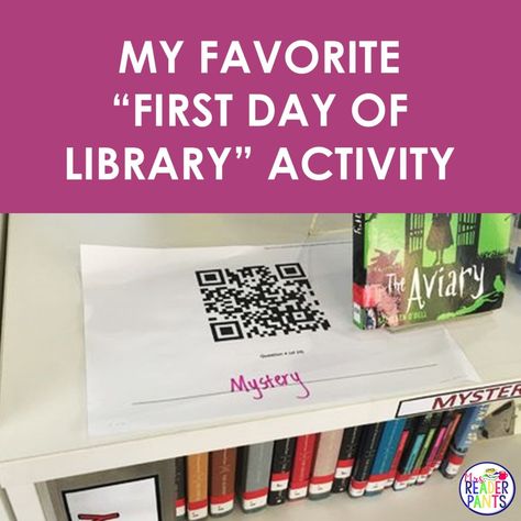 Fun Library Activities For Middle School, Library Lesson Plans Elementary, Fun Library Activities, Back To School Library, School Library Activities, School Library Lessons, Library Orientation, Library Classroom, School Library Decor