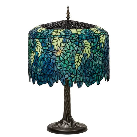 August Grove® Wangaratta Tiffany 28" Table Lamp & Reviews | Wayfair Leaf Lamp, Victorian Table Lamps, Turquoise Table, Tiffany Floor Lamp, Tiffany Lighting, Tiffany Style Lamp, Tiffany Table Lamps, Tiffany Glass, Vintage Floor Lamp