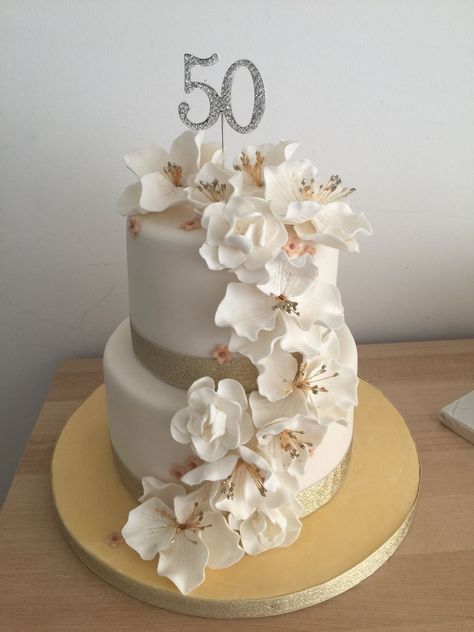 Cakes For 50Th Birthday 50th Birthday Cake With Fondant Flowers Cakecentral Cakes For 50th Birthday, Cake With Fondant Flowers, Funny 50th Birthday Cakes, Birthday Cake With Fondant, Birthday Present Cake, Birthday Cake Pinterest, 50th Wedding Anniversary Cakes, 50th Birthday Cake Toppers, 50th Anniversary Cakes