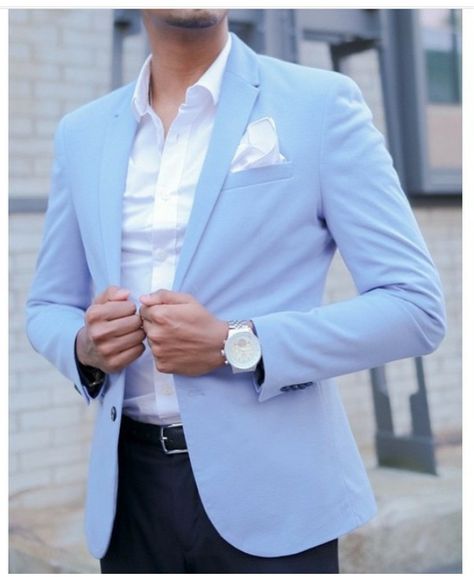 Light Blue Blazer Outfit Men, Blue Blazer Outfit Men, Blue Blazer Outfit, Light Blue Blazer, Terno Slim, Blazer Outfits Men, Mens Business Casual Outfits, To Start A Conversation, Formal Men Outfit