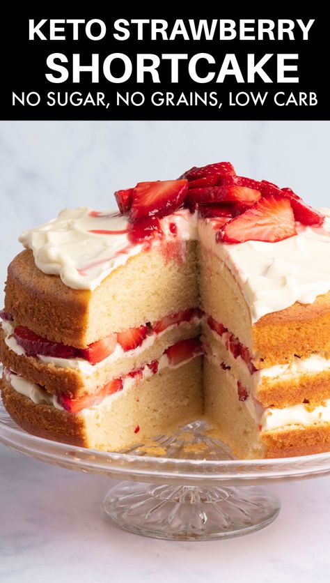 Keto Strawberry Shortcake, Low Sugar Cakes, The Boiled Egg Diet, Egg Diet Plan, Sugar Free Cake, Low Carb Cake, Low Carb Low Fat Recipes, Strawberry Shortcake Recipes, Shortcake Recipe