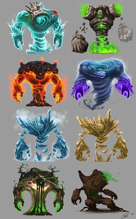 elementals_golems by d1sk1ss.deviantart.com on @DeviantArt Titans of deities Deity Col concept الفن الرقمي, Elemental Magic, Super Powers Art, Monster Concept Art, Kraf Diy, Fantasy Monster, Fantasy Creatures Art, Mythical Creatures Art, Monster Design