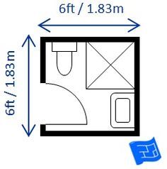 Small bathroom dimensions with a shower - 6ft x 6ft. Small Bathroom Dimensions, Small Bathroom Floor Plans, Small Bathroom Plans, Small Shower Room, Mini Bad, Small Shower, Small Bathroom Layout, Bathroom Dimensions, Bathroom Layouts