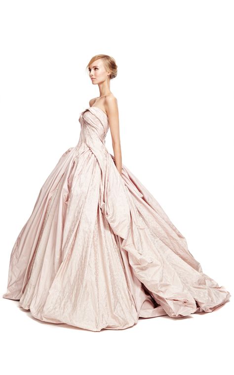 pale pink Ball gown dress with amazing draping  Zac Posen Spring 2014 Feel like a true princess with this dress Crystal Ethereal, Taffeta Gown, Pink Ball Gown, Ellie Saab, Light Lilac, Zac Posen, Couture Gowns, Ball Gown Dresses, Gorgeous Gowns