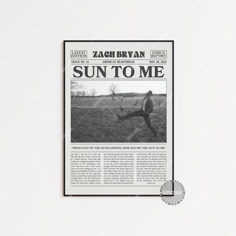 Zach Bryan Retro Newspaper Print, Sun to Me Poster, Sun to Me Lyrics Print, Zach Bryan Poster, American Heartbreak Poster, LC3 V4 LESS642 - Etsy Sun To Me Lyrics, Zach Bryan Poster, Heartbreak Lyrics, American Heartbreak, Retro Newspaper, Me Poster, Me Lyrics, Newspaper Printing, Zach Bryan