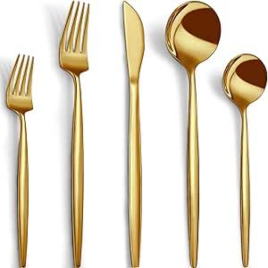 Rustic Flatware, Rose Gold Silverware, Gold Silverware, Gold Flatware, Eating Utensils, Kitchen Utensil Set, Forks And Spoons, Stainless Steel Flatware, Dessert Spoons