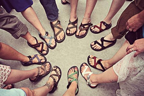 All the Chacos at the wedding.  Definitely happening with my camp family :) Wedding Chacos, Camping Gear List, Australia Beach, Happy Camp, Camping Quotes, Camping List, Cold Weather Camping, Festival Camping, Camping Games