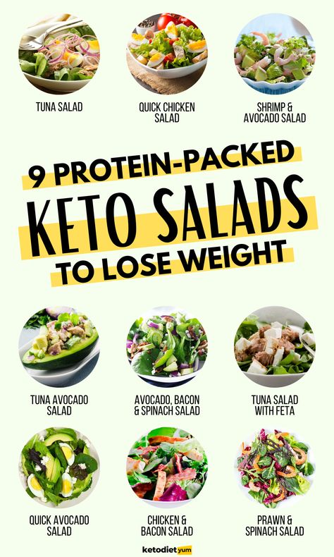 10 easy and tasty low-carb keto salad recipes for weight loss. Salads are healthy, nutritious and low-carbs. They're perfect for losing weight and to add to your keto menu. Keto Salad Recipes, Diet Salad Recipes, Keto Salads, Keto Salad, Easy Chicken Breast, Low Carb Salad, Best Keto Diet, Keto Foods, Nutrient Rich Foods