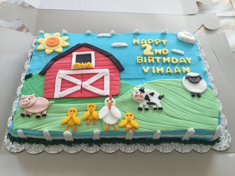 Birthday cake #old McDonald theme# barnyard theme Fondant Cow, Farm Themed Cake, Baby Shower Cake Sayings, Mcdonalds Birthday Party, Farm Birthday Cakes, Old Mcdonald, Twin Birthday Cakes, Cow Birthday Parties, Farm Cake