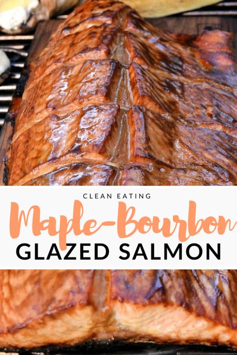 Gourmet Salmon, Salmon Grill, Bourbon Syrup, Cooking With Bourbon, Maple Syrup Salmon, Bourbon Salmon, Maple Bourbon Glaze, Bourbon Glazed Salmon, Teriyaki Glazed Salmon