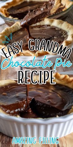 Easy Grandma Chocolate Pie Grandmas Chocolate Pie, Easy Chocolate Pie Recipe, Grandma's Chocolate Pie, Old Fashioned Chocolate Pie, Homemade Chocolate Pie, Chocolate Pie Filling, Easy Chocolate Pie, Pie Filling Recipes, Chocolate Pie Recipes