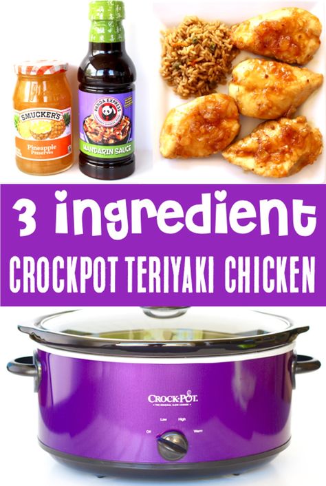 Need some Easy Weeknight Dinners? You'll LOVE this easy Panda Express Crockpot Teriyaki Chicken Recipe! It takes just 3 ingredients to make this juicy Mandarin chicken dinner! Plus, it's loaded with savory flavors thanks to the sweet and tangy sauce! Go grab the recipe and give it a try this week! Crock Pot Chinese Chicken Recipes, Easy 10 Hour Crockpot Recipes, Crockpot 3 Hour Meals, Easy Crockpot Chicken Teriyaki Recipe, Easy One Person Crockpot Meals, 1 Person Crockpot Meals, Mandarin Teriyaki Sauce Panda Express, Crockpot Recipes 4 Ingredients, Teriyaki Chicken Crockpot Recipes