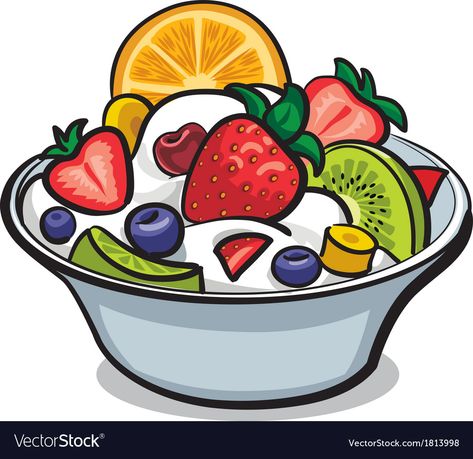 Salad Drawing Easy, Fruit Salad Drawing, Salad Sketch, Salad Drawing, Fruit Salad With Yogurt, Ice Dessert, Fruit Salad Easy, Fruit Logo, Salad Easy