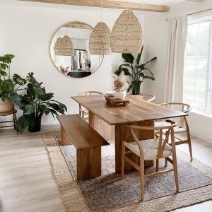 Boho Dining Room, Dining Room Inspo, Dinning Room Design, Dinner Room, Styl Boho, Dining Room Inspiration, Solid Wood Dining Table, Small Dining, Dining Room Ideas