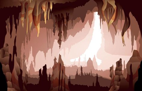 Cave Interior, Stalactites And Stalagmites, Hanging From Ceiling, Interior Concept Art, Dragon Cave, Dark Cave, Cave Drawings, Pixel Art Background, Interior View