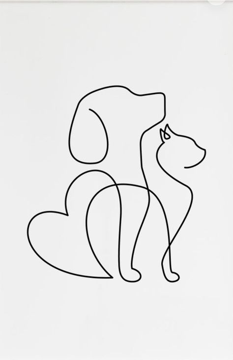 Tattoo Design Drawings Line Art, Line Art Animals Drawing, Pet Tattoo Designs, Labrador Ear Outline, Line Art Design Animal, Multi Pet Tattoo, Cute Animal Line Art, Single Line Tattoo Woman, Line Art Drawings Animals