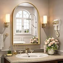 Arched Bathroom, Modern Bathroom Mirror, Gold Arch Mirror, Black Arch Mirror, Arched Wall Mirror, Glam Mirror, Bathroom Towel Decor, Arched Wall, Fireplace Mantel Decor