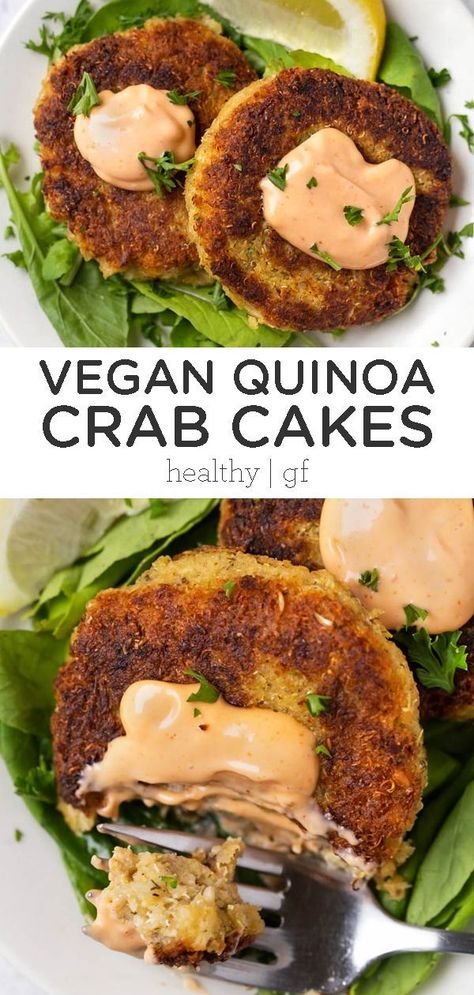 Healthy Crab Cakes, Vegan Crab Cakes, Healthy Quinoa, Vegan Quinoa, Simply Quinoa, Makanan Diet, Dinner Easy, Quinoa Recipes, Idee Pasto Sano