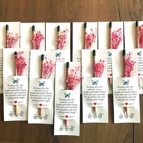 Remembrance Gifts Diy, Celebration Of Life Party Favors, Gifts To Remember Loved Ones Lost, In Memory Gifts Ideas, My Favourites List, Celebration Of Life Memorial Ideas, Seed Pencil, Memorial Decorations, Church Gifts Ideas