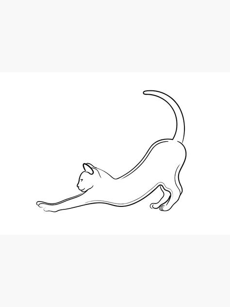 "Cat Stretching Line Drawing" Sticker by AdamRegester | Redbubble Cat Tattoo Stretching, Stretching Cat Drawing, Dog Stretching Tattoo, Cat Stretch Tattoo, Stretching Cat Tattoo, Cat Stretching Drawing, Cat Stretching Tattoo, Stretching Drawing, Cat Outline Drawing