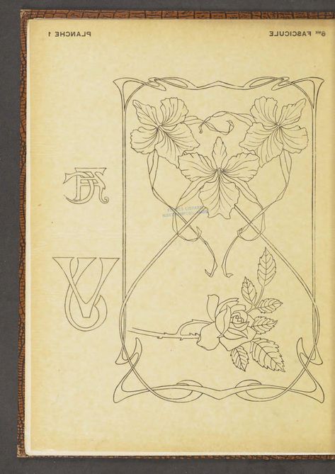 Quilt Patterns Flowers, Art Nouveau Embroidery Pattern, Art Nouveau Flowers Illustration, Deco Books, Surface Embroidery, Fleurs Art Nouveau, Ornamental Art, Motifs Art Nouveau, Vintage Floral Art