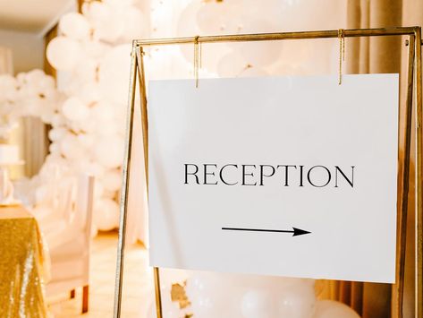 Wedding Directional Arrow Sign, This Way To The Reception Party Sign Directions Sign, Gorgeous Wedding Reception, Wedding Direction Signs, Restrooms Signage, Vintage Wedding Reception, Direction Sign, Wedding Directions, Directional Signage, Reception Sign