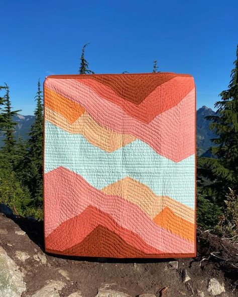 Mountain Range Quilt, Peach Marmalade, Sunset Quilt, Monochromatic Quilt, Mountain Quilt Pattern, Mountain Quilt, Terracotta Tile, Mountain Quilts, Modern Baby Quilt