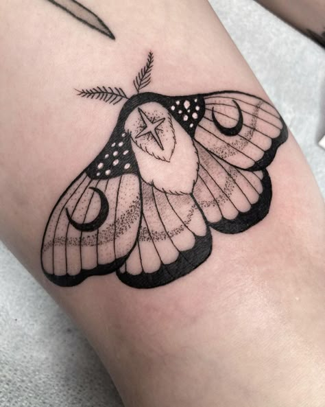 D E V O N 🍄 G R A C E on Instagram: “Bertie came in wanting a snake plant and left with 2 tattoos that are neither of those things! Thanks Bertie!…” White Ink Moth Tattoo, Moth Tattoo With Color, Line Work Moth Tattoo, Moth And Plant Tattoo, Black And Grey Moth Tattoo, Black And White Moth Tattoo, Vancouver Tattoo, San Diego Tattoo, Vegan Tattoo