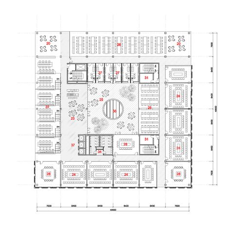 Tsinghua Law Library Building Proposal / Kokaistudios Tsinghua Law Library Building Proposal (15) – ArchDaily Office Floor Plan Architecture, Library Building Architecture, Library Floor Plan Layout, Library Floor Plan Architecture, School Floorplans, School Layout Plan, Library Building Design, Library Design Architecture Plan Layout, Library Layout