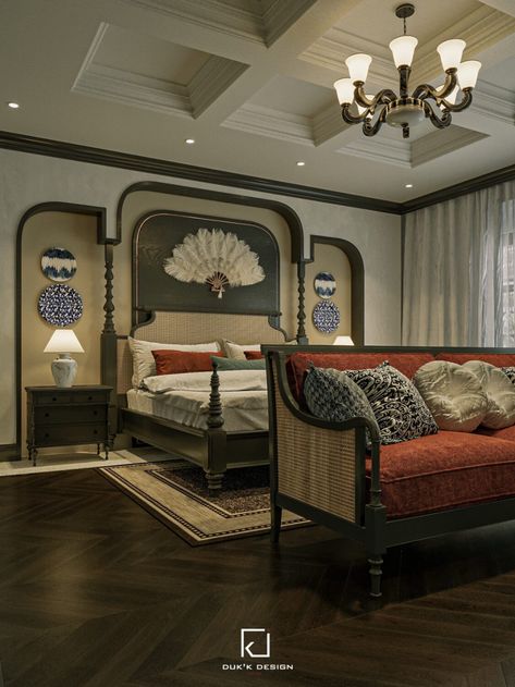 Luxury Eclectic Bedroom Design, Classic Eclectic Living Room, Elegant Hotel Room, Classical Hotel Room, Classic Interior Design Bedroom, Bedroom Ideas Eclectic, Hotel Room Interior Design, Indochina Interior, Indochine Bedroom