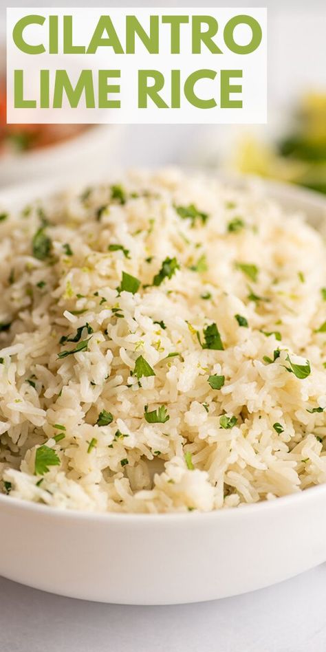 Rice With Beans, Chipotle Copycat, Cilantro Lime Rice Recipe, Taco Side Dishes, Lime Rice Recipes, Barbacoa Recipe, Cilantro Rice, Rice Side Dishes, Lime Rice