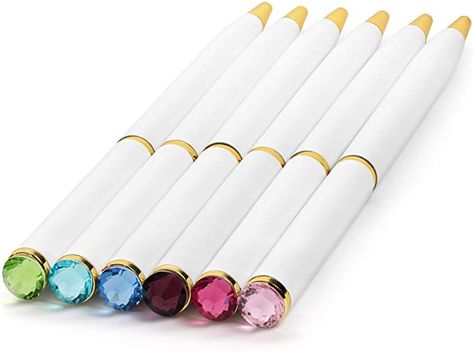 #ad Amazon.com : Fancy Pens for Women | Set of 12 Colorful Gem-Top Pens | Perfect Gift for Teachers, Girls, Women : Office Products Jewel Top, Gem Top, Fancy Pens, Guest Book Table, Diamond Pen, White Pen, Women Office, Pen Gift, Colored Gems