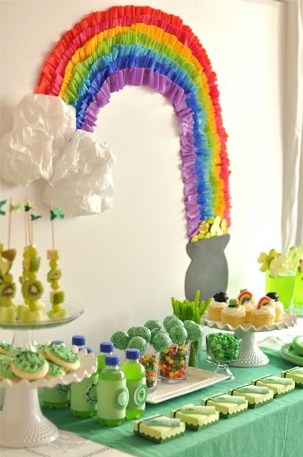 table/wall decoration Rainbow Backdrop, Lots Of Food, Rainbow Springs, Diy Rainbow, St Patrick's Day Decorations, Saint Patties, St Patrick's Day Crafts, St. Patricks Day, Saint Patrick's Day