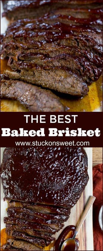 This is the Easiest Baked Brisket you will ever make. It's tender, juicy and delicious! #stuckonsweet #recipes #dinner Oven Baked Brisket, Oven Brisket Recipes, Oven Brisket, Baked Brisket, Brisket Oven, Brisket Recipe, Beef Brisket Recipes, Bbq Brisket, Appetizer Dishes