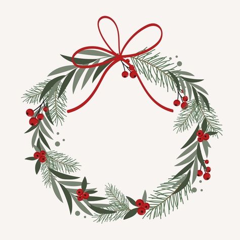 Christmas Wreaths Illustration, Christmas Wreath Art, Christmas Wreath Watercolor, Christmas Wreath Embroidery, New Year Wreath, Christmas Wreath Illustration, Merry Christmas Art, Watercolor Christmas Wreath, Wreath Vector