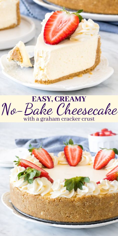 Quick Cheesecake, Best No Bake Cheesecake, Traditional Cheesecake, Easy Strawberry Cheesecake, Cheesecake Easy, Easy No Bake Cheesecake, Homemade Cheesecake, Baked Cheesecake Recipe, Recipe Dessert