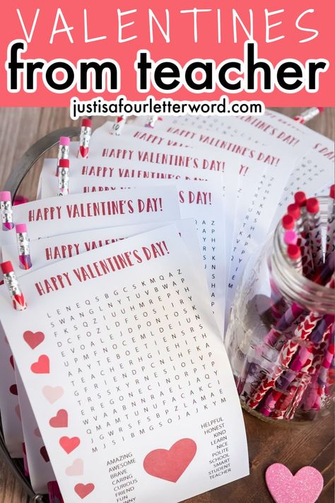 Print these adorable word search valentines for teachers to give to students! Give to the class with a cute pencil for a little Valentine’s Day educational fun! Valentines From Teachers, Word Search Valentines, Valentines From Teacher, Valentine Gifts For Teachers, Teacher Valentine Cards, Student Valentines, Valentines Day Words, Valentine Words, Teacher Valentine Gifts