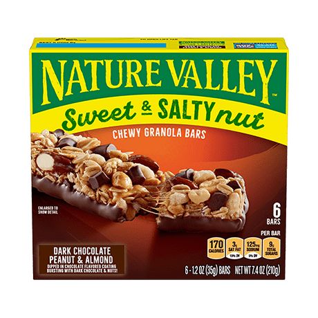 Dark Chocolate, Peanut & Almond Sweet & Salty Granola Bars | Nature Valley Nature Valley Granola, Honey Roasted Almonds, Chocolate Granola Bars, Almond Snack, Nut Granola, Chewy Granola Bars, Almond Granola, Chewy Granola, Nature Valley