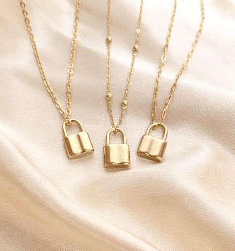 Dainty Gold Lock Necklace Padlock Necklace Gold Stainless | Etsy Layering Necklaces Gold, Lock Charm Necklace, Padlock Necklace, Gold Letter Necklace, Layering Necklaces, Lock Necklace, Necklaces Gold, Round Necklace, Dainty Gold Necklace