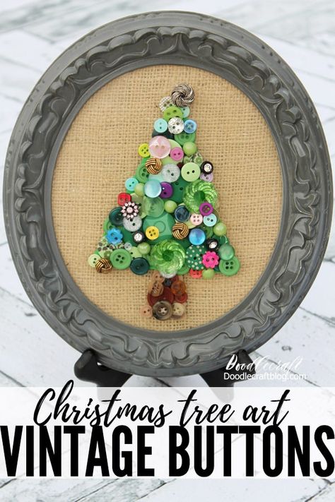 Christmas Button Crafts, Button Christmas Tree, Button Diy, Christmas Buttons, Christmas Tree Art, Button Art, Tree Diy, Mason Jar Crafts, Button Crafts