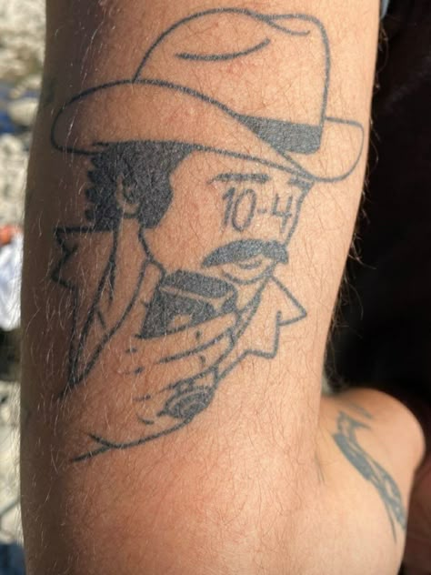 Western Rose Tattoo, Western Hand Tattoos For Guys, Western Stomach Tattoos, Men’s Outdoor Tattoos, Smokey And The Bandit Tattoo, Missouri Tattoo Ideas, Country Song Tattoos For Women, Hillbilly Tattoo, Say When Tattoo