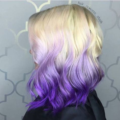 Hair Tips Dyed Purple, Hair Tips Dyed, Purple Balayage, Blonde Dye, Dyed Tips, Hair Dye Tips, Purple Ombre Hair, Purple Tips, Dyed Hair Pastel