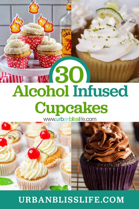 Cupcakes With Alcohol, Alcohol Cake Recipes, Alcoholic Baked Goods, Unique Cupcakes Ideas Creative, 21st Birthday Treats, Alcoholic Cupcakes Recipes, Alcohol Deserts, Boozie Cupcakes, Crown Royal Cupcakes Recipe