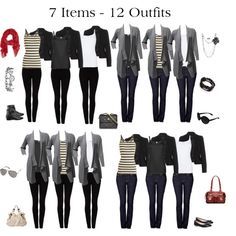 My Melancholy Life: Building an Alternative Capsule Wardrobe | HorrorAddicts.net Leggings Stripe, Core Wardrobe, Minimal Wardrobe, Fashion Capsule Wardrobe, Multiple Outfits, Minimalist Capsule Wardrobe, Cardigan White, Capsule Outfits, Outfits Black