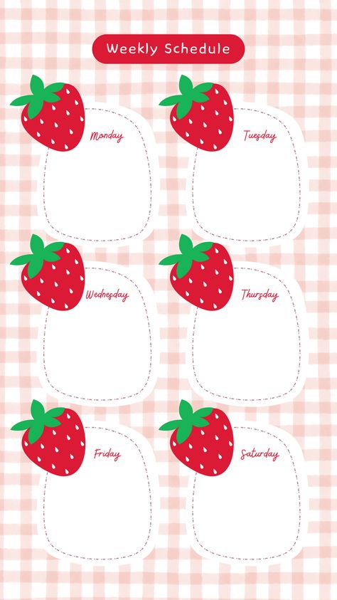 Strawberry themed schedule template, great for instagram stories or other social media posts! Pin to save for later, follow for more like this :) Schedule Design Layout, Calligraphy Doodles, Bullet Journal Ideas Templates, Bullet Journal Diy, Schedule Design, Schedule Template, Journal Layout, Aesthetic Themes, Reading Journal