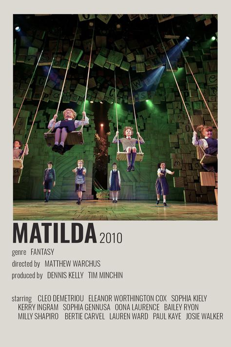 Matilda Musical Poster, Matilda The Musical Poster, Broadway Musicals To Watch List, Matilda The Musical Broadway, Matilda Polaroid Poster, West End Musicals, Musicals Polaroid Poster, Matilda The Musical Aesthetic, Musical Posters Broadway